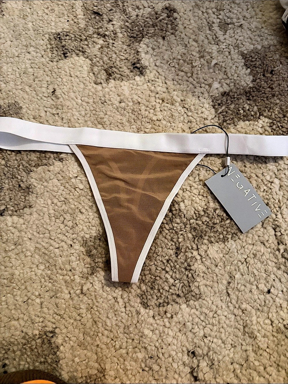 Negative Sleeve Thong in Brown & White Size Medium NWT